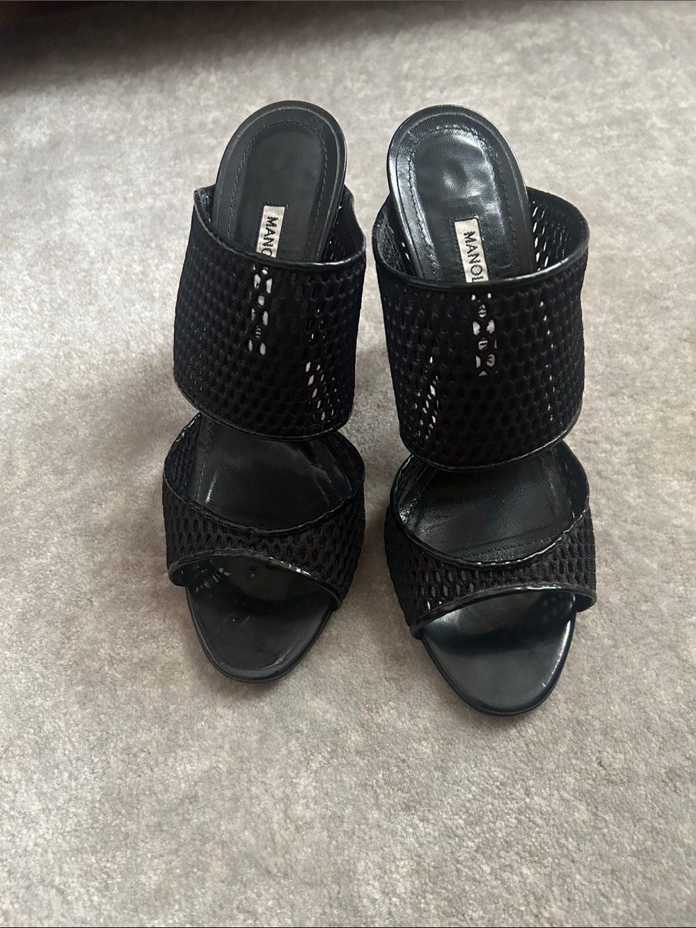 Monolo Blahnik Ripta mesh mule sandals size 37 ( US 6.5)